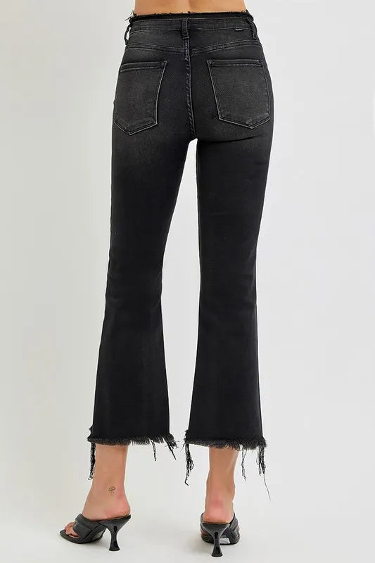 RISEN Full Size Raw Hem Cropped Flare Jeans Plus Size - Premium Women / Jeans & Denim from Trendsi - Just $48.99! Shop now at Handbags Specialist Headquarter