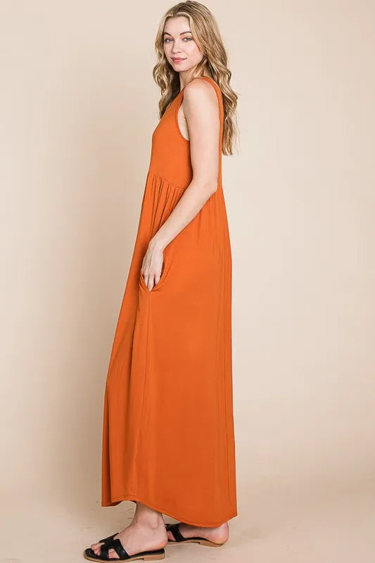 BOMBOM Sleeveless Maxi Dress with Pockets - Premium Maxi Dress from Trendsi - Just $21.99! Shop now at Handbags Specialist Headquarter