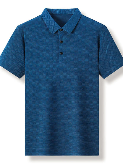 Men's Plus Size Classic Short Sleeve Textured Polo Shirt - Premium Men's Polo shirt from Trendsi - Just $35.99! Shop now at Handbags Specialist Headquarter