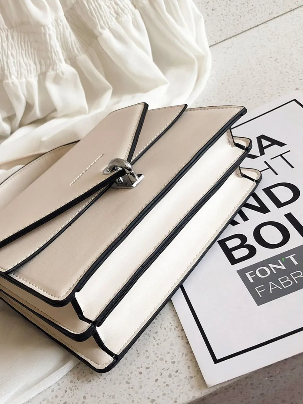 Chain PU Leather Detachable Shoulder Strap Handbag - Premium handbags from Trendsi - Just $31.99! Shop now at Handbags Specialist Headquarter