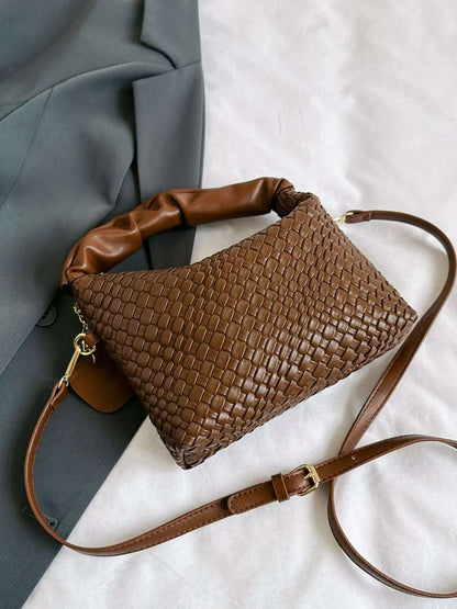 PU Leather Woven Crossbody Bag - Premium Crossbody Bag from Trendsi - Just $27.99! Shop now at Handbags Specialist Headquarter