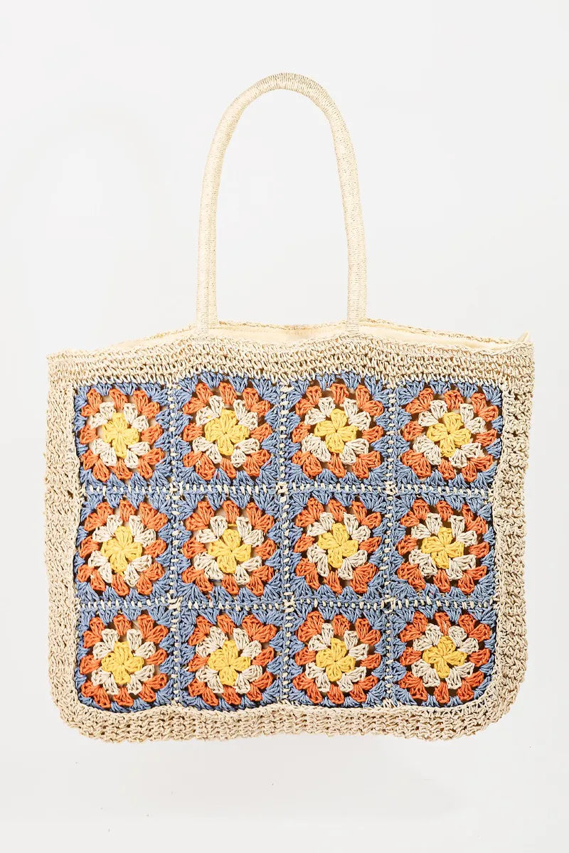 Fame Flower Braided Tote Bag - Premium Tote Bag from Trendsi - Just $53.99! Shop now at Handbags Specialist Headquarter