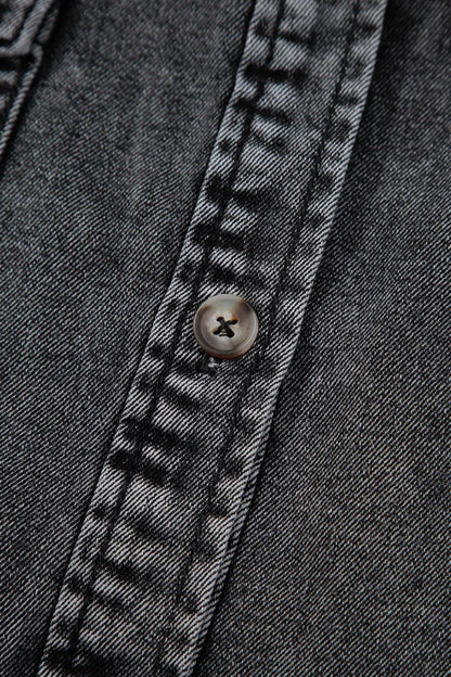 Short Sleeve Flap Pocket Button Up Raw Hem Denim Shirt - Premium Women / Jeans & Denim from Trendsi - Just $47.70! Shop now at Handbags Specialist Headquarter