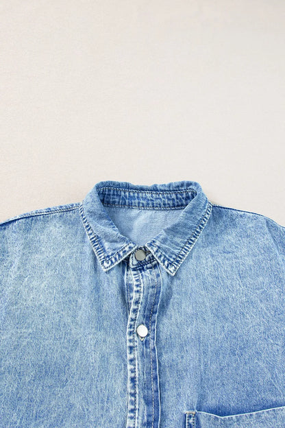 Oversized Button Down Denim Shirt Dress - Premium Women / Jeans & Denim from Trendsi - Just $65.94! Shop now at Handbags Specialist Headquarter