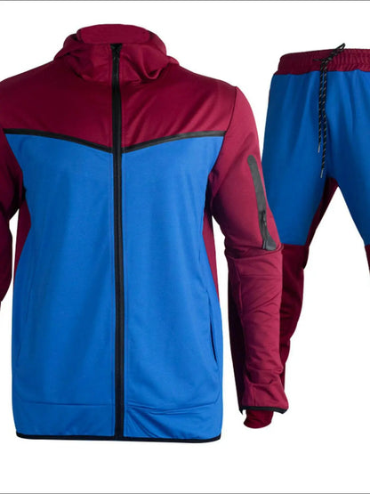 Men's Full Size Zip Up Top and Pants Set Plus Size.