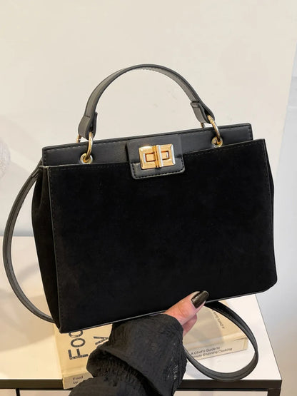 Solid Color Handbag with Removable Strap - Premium handbags from Trendsi - Just $33.99! Shop now at Handbags Specialist Headquarter