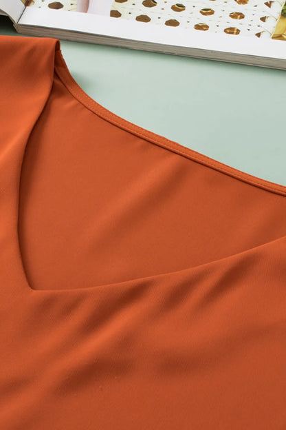 Plus Size V-Neck Petal Sleeve Blouse - Premium Plus Size Shirts from Trendsi - Just $22! Shop now at Handbags Specialist Headquarter