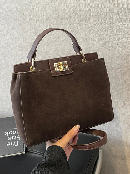 Solid Color Handbag with Removable Strap - Premium handbags from Trendsi - Just $33.99! Shop now at Handbags Specialist Headquarter