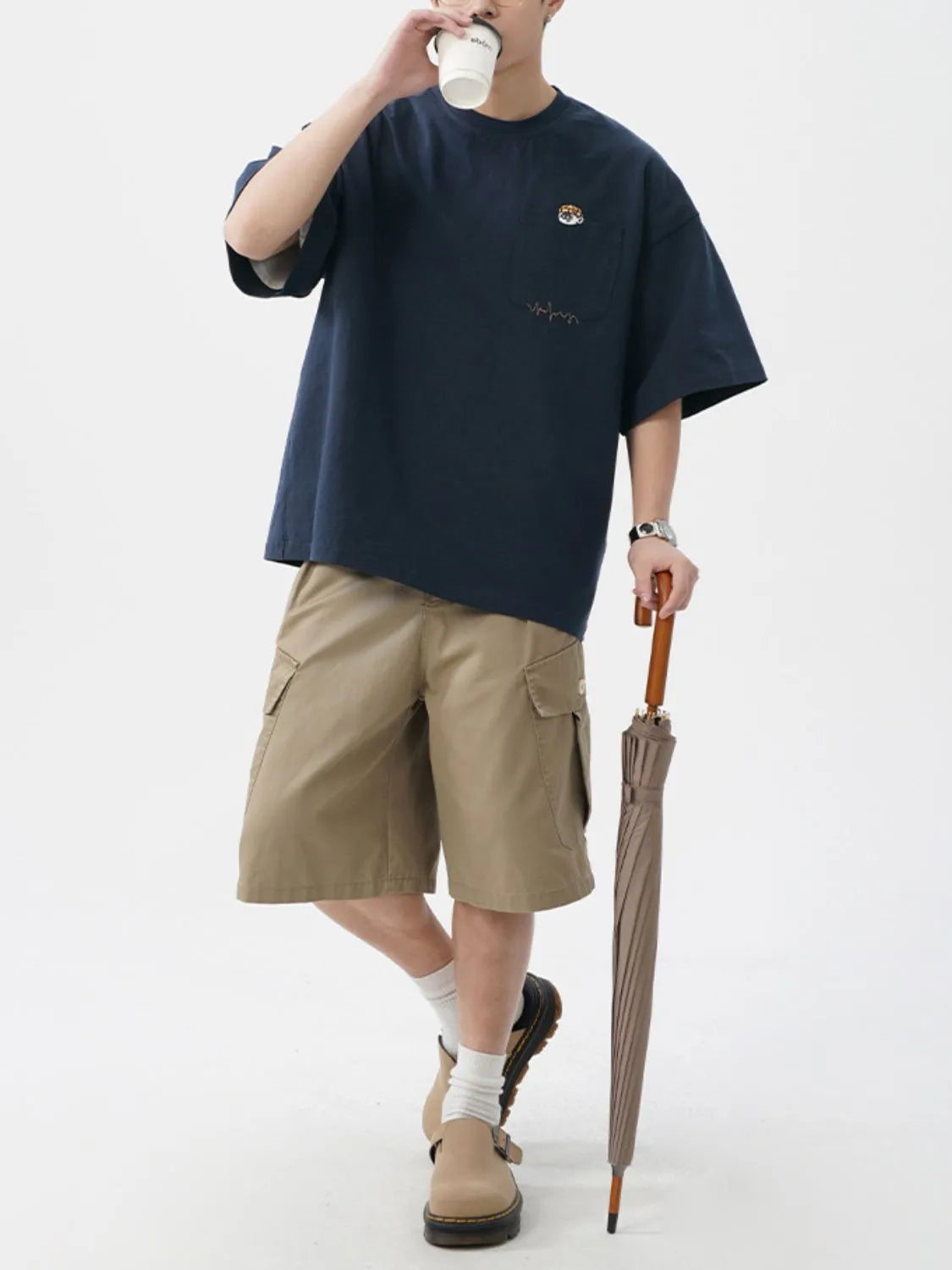 Men's Plus Size Round Neck Embroidered T-Shirt - Premium Men's T-Shirt from Trendsi - Just $30.99! Shop now at Handbags Specialist Headquarter