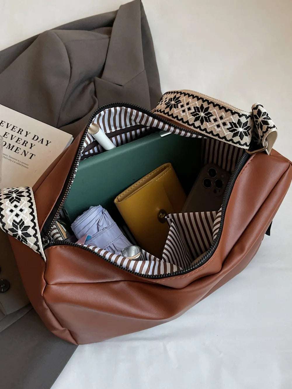 PU Leather Adjustable Strap Crossbody Bag - Premium Crossbody Bag from Trendsi - Just $26.99! Shop now at Handbags Specialist Headquarter