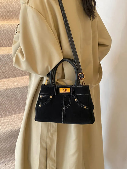 Suede Adjustable Strap Double-Use Handbag - Premium handbags from Trendsi - Just $30.99! Shop now at Handbags Specialist Headquarter