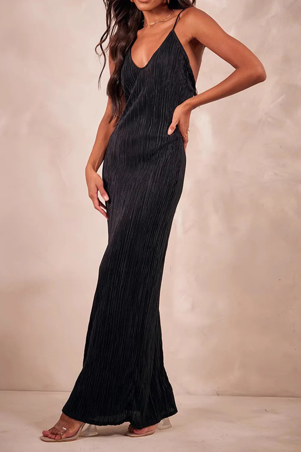 Backless Printed Maxi Cami Dress - Premium Maxi Dress from Trendsi - Just $24.99! Shop now at Handbags Specialist Headquarter