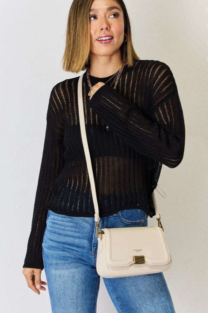 David Jones PU Leather Crossbody Bag - Premium Crossbody Bag from Trendsi - Just $40.99! Shop now at Handbags Specialist Headquarter
