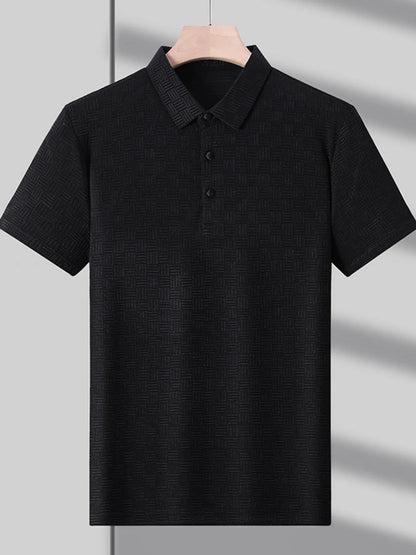 Men's Plus Size Classic Short Sleeve Textured Polo Shirt - Premium Men's Polo shirt from Trendsi - Just $35.99! Shop now at Handbags Specialist Headquarter