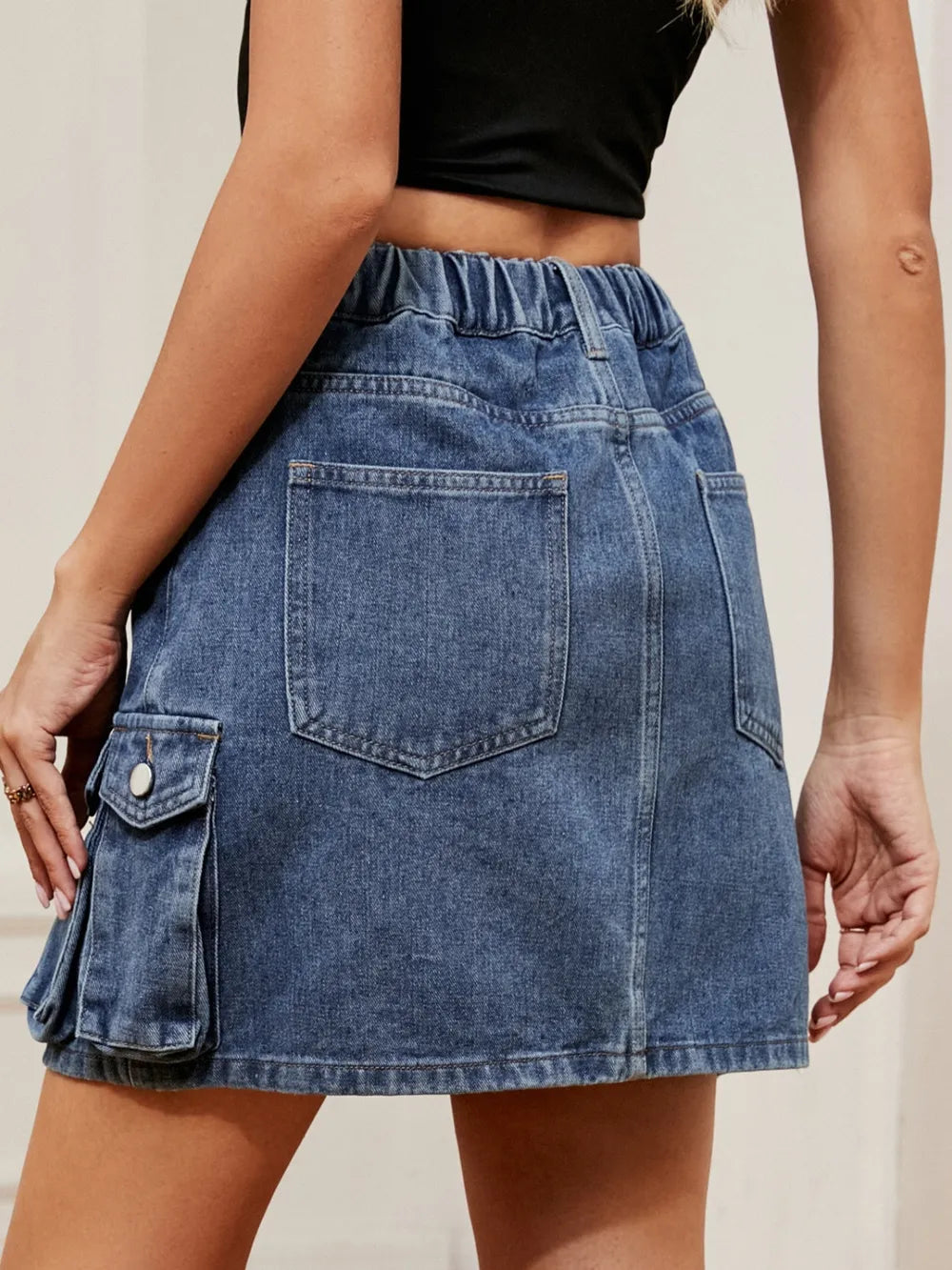 High Waist Denim Skirt - Premium Skirts from Trendsi - Just $40.99! Shop now at Handbags Specialist Headquarter
