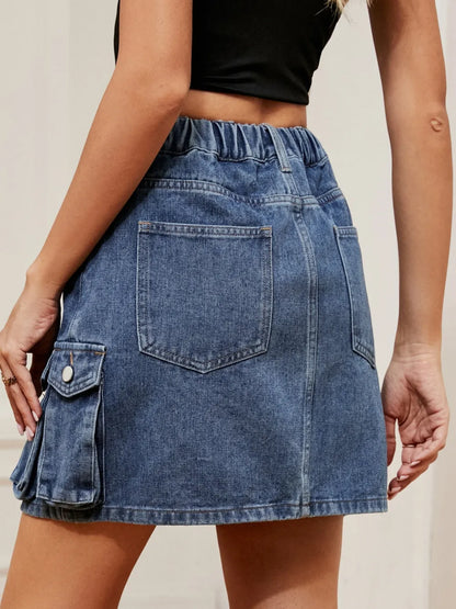 High Waist Denim Skirt - Premium Skirts from Trendsi - Just $40.99! Shop now at Handbags Specialist Headquarter