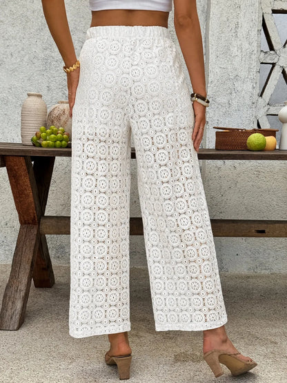 Lace Wide Leg Pants - Premium Women Pants from Trendsi - Just $41.99! Shop now at Handbags Specialist Headquarter