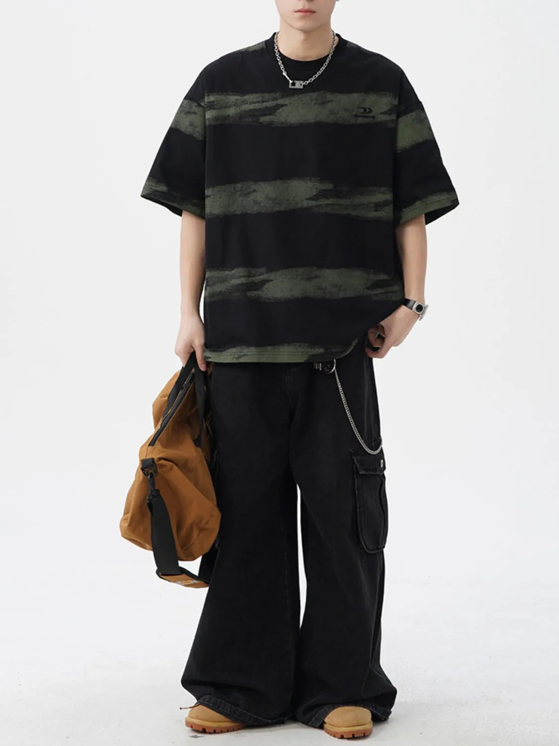 Men's Plus Size Basic style Round Neck Striped T-Shirt - Premium Men's T-Shirt from Trendsi - Just $33.99! Shop now at Handbags Specialist Headquarter