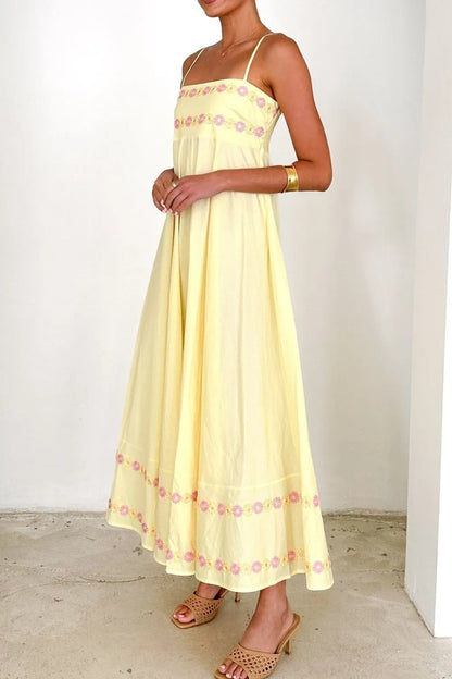 Floral Embroidered Spaghetti Strap Maxi Dress - Premium Maxi Dress from Trendsi - Just $47.99! Shop now at Handbags Specialist Headquarter