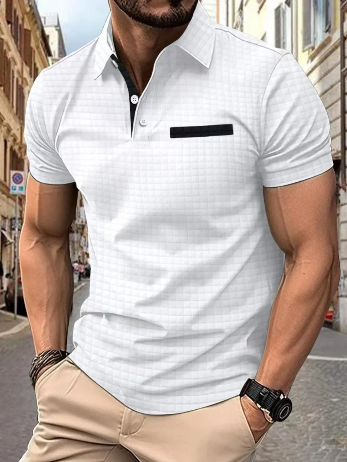Men's Full Size Collared Neck Short Sleeve Polo Plus Size - Premium Men's Shirts from Trendsi - Just $27.06! Shop now at Handbags Specialist Headquarter