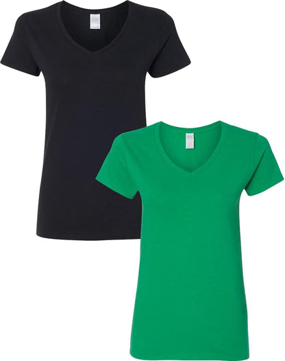 Gildan V-Neck Cotton Tee Duo for Women