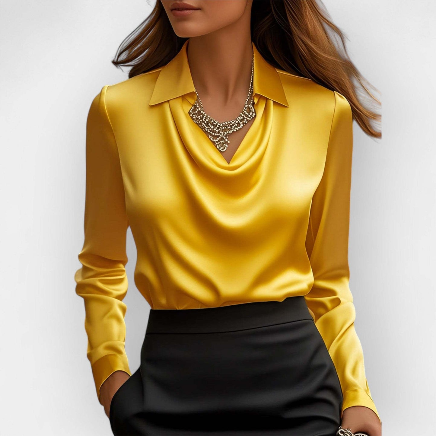 Satin Elegance: Women's Swing Collar Blouse