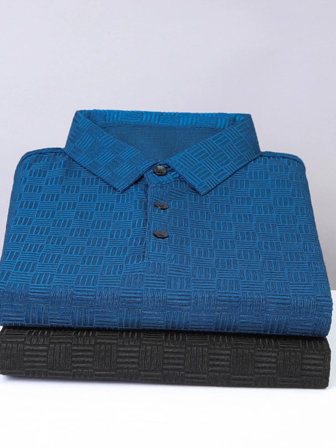 Men's Plus Size Classic Short Sleeve Textured Polo Shirt - Premium Men's Polo shirt from Trendsi - Just $35.99! Shop now at Handbags Specialist Headquarter