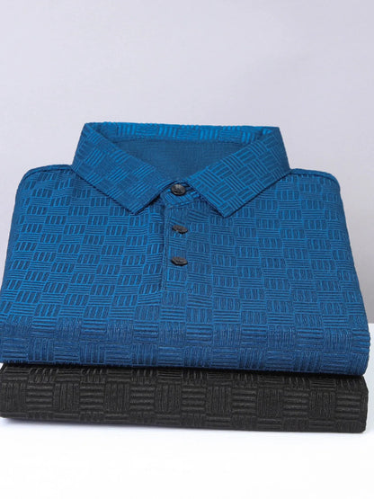 Men's Plus Size Classic Short Sleeve Textured Polo Shirt - Premium Men's Polo shirt from Trendsi - Just $35.99! Shop now at Handbags Specialist Headquarter