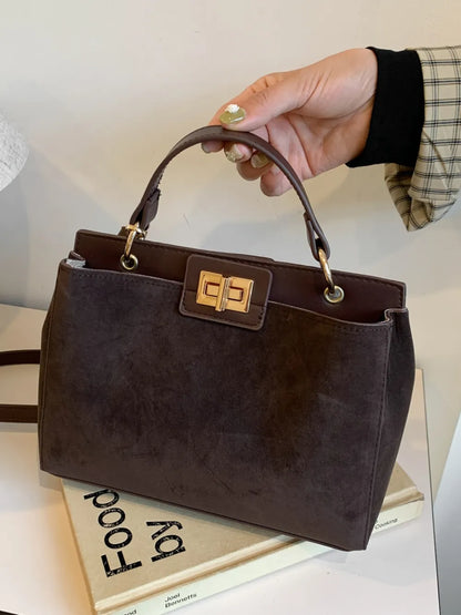 Solid Color Handbag with Removable Strap - Premium handbags from Trendsi - Just $33.99! Shop now at Handbags Specialist Headquarter