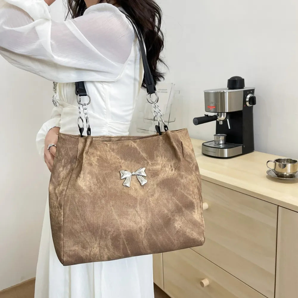 Bow Polyester Medium Tote Bag - Premium Tote Bag from Trendsi - Just $39.99! Shop now at Handbags Specialist Headquarter