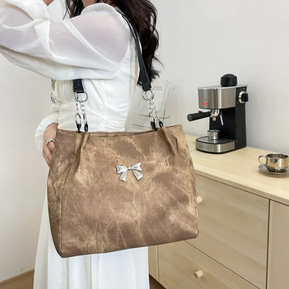Bow Polyester Medium Tote Bag - Premium Tote Bag from Trendsi - Just $39.99! Shop now at Handbags Specialist Headquarter