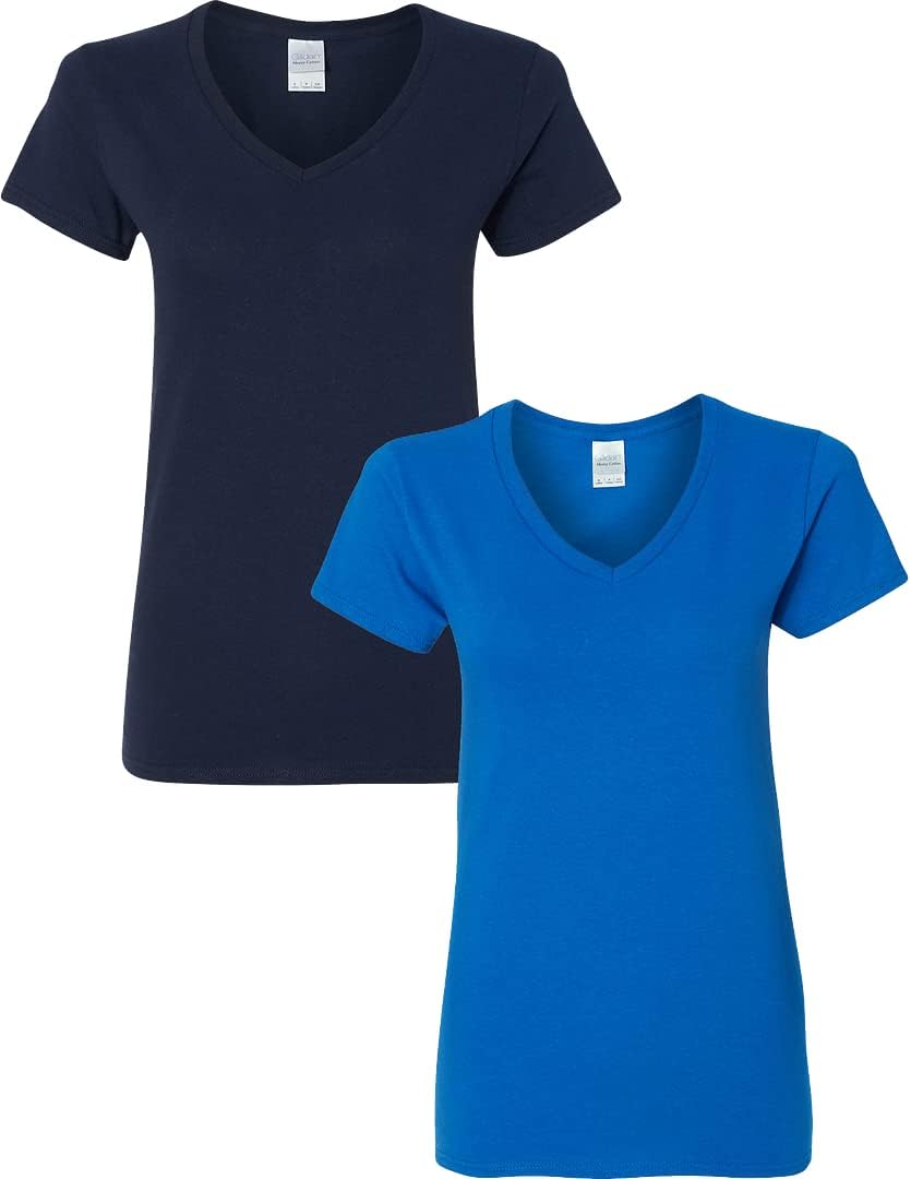 Gildan V-Neck Cotton Tee Duo for Women