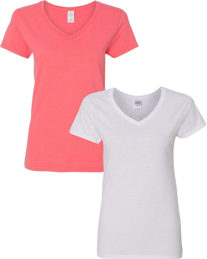 Gildan V-Neck Cotton Tee Duo for Women