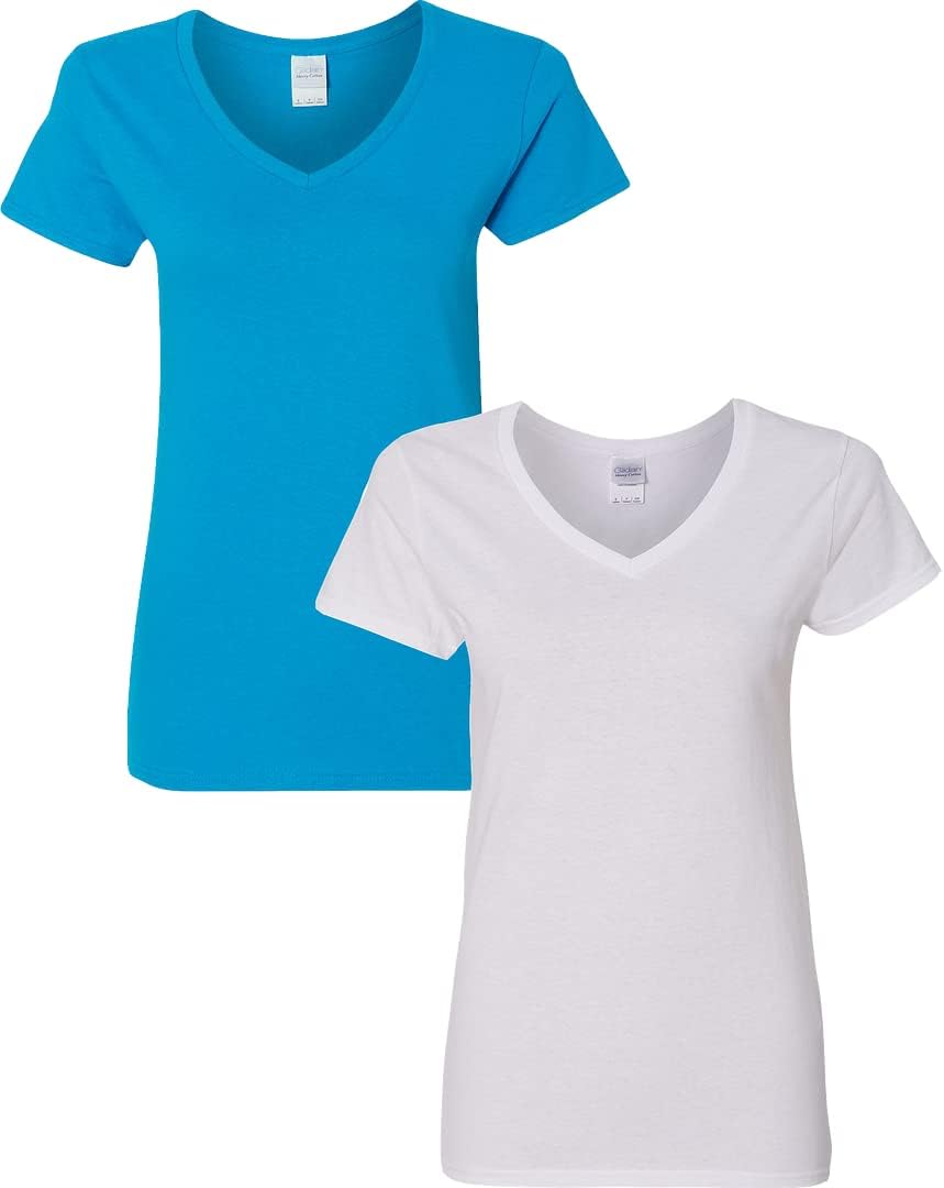 Gildan V-Neck Cotton Tee Duo for Women