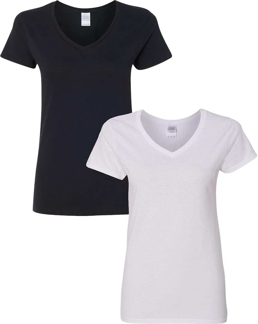 Gildan V-Neck Cotton Tee Duo for Women