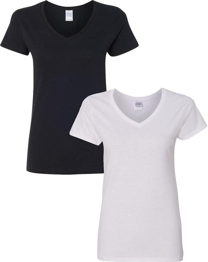 Gildan V-Neck Cotton Tee Duo for Women