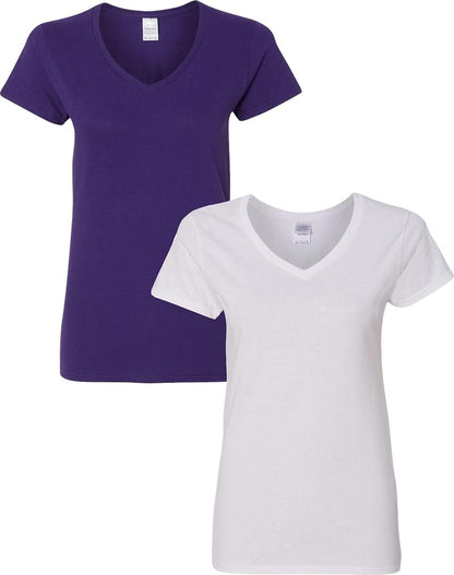 Gildan V-Neck Cotton Tee Duo for Women
