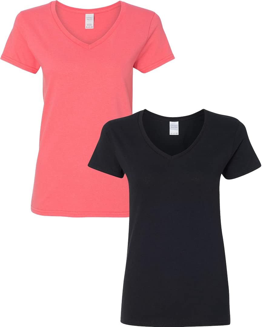 Gildan V-Neck Cotton Tee Duo for Women