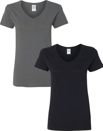 Gildan V-Neck Cotton Tee Duo for Women