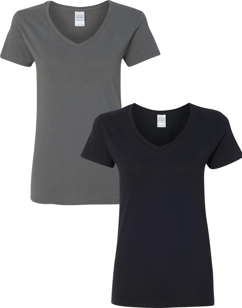 Gildan V-Neck Cotton Tee Duo for Women