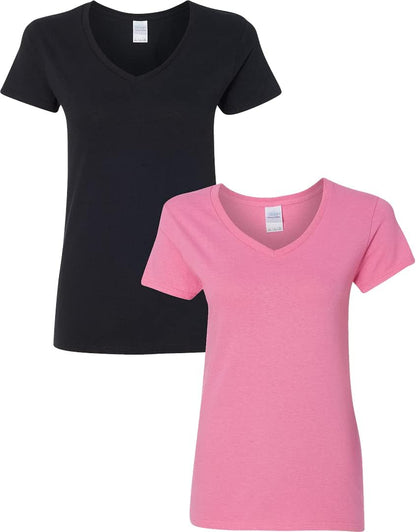 Gildan V-Neck Cotton Tee Duo for Women