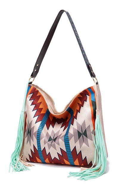 Geometric Canvas Tote Bag - Premium Tote Bag from Trendsi - Just $48.99! Shop now at Handbags Specialist Headquarter