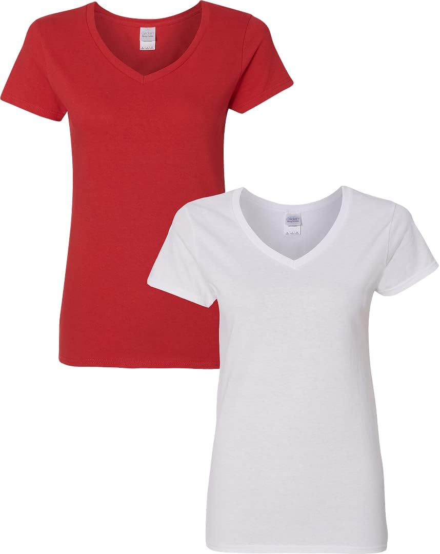 Gildan V-Neck Cotton Tee Duo for Women
