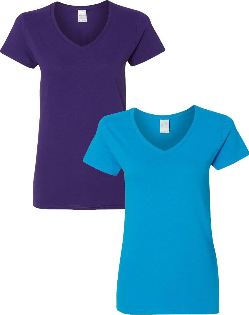 Gildan V-Neck Cotton Tee Duo for Women