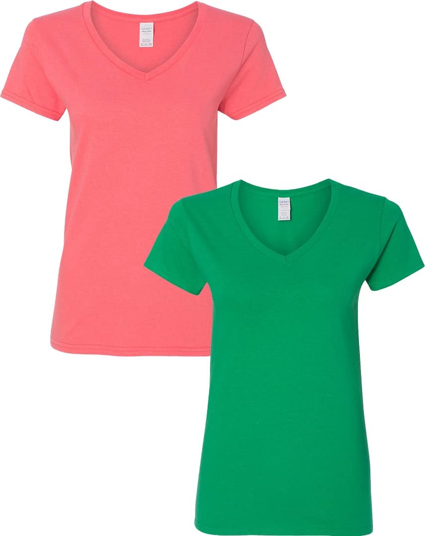 Gildan V-Neck Cotton Tee Duo for Women
