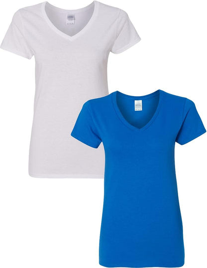 Gildan V-Neck Cotton Tee Duo for Women