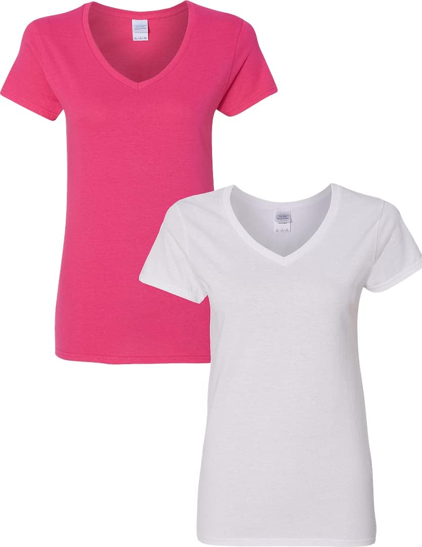 Gildan V-Neck Cotton Tee Duo for Women