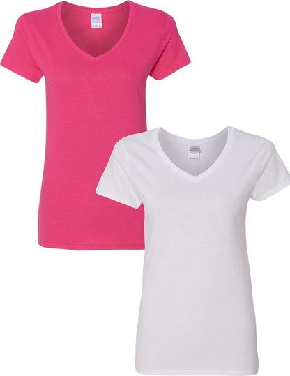 Gildan V-Neck Cotton Tee Duo for Women