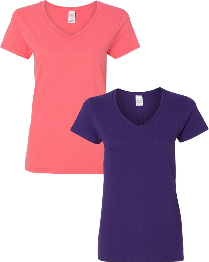 Gildan V-Neck Cotton Tee Duo for Women