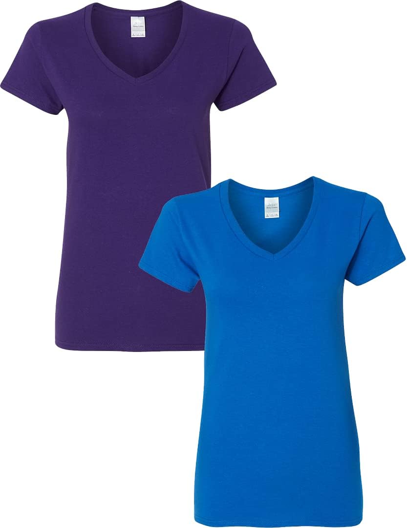 Gildan V-Neck Cotton Tee Duo for Women